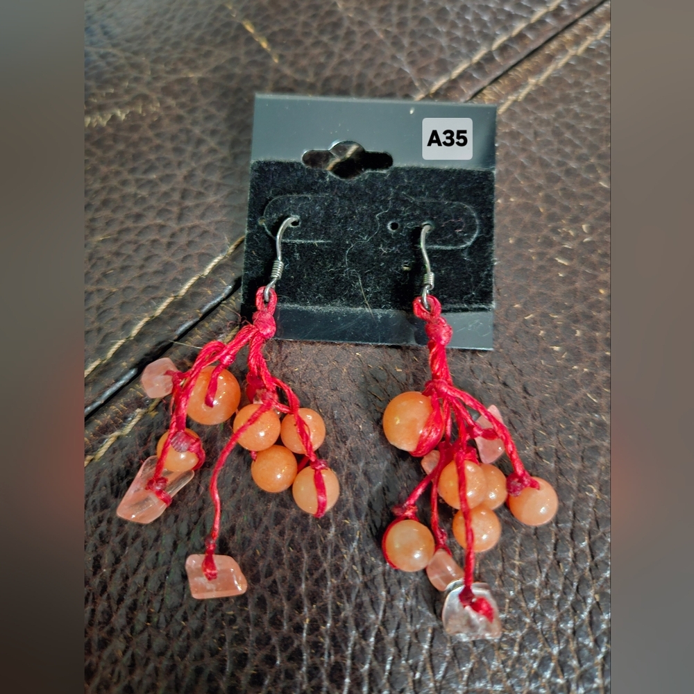 Elegant Orange Beaded Earrings
